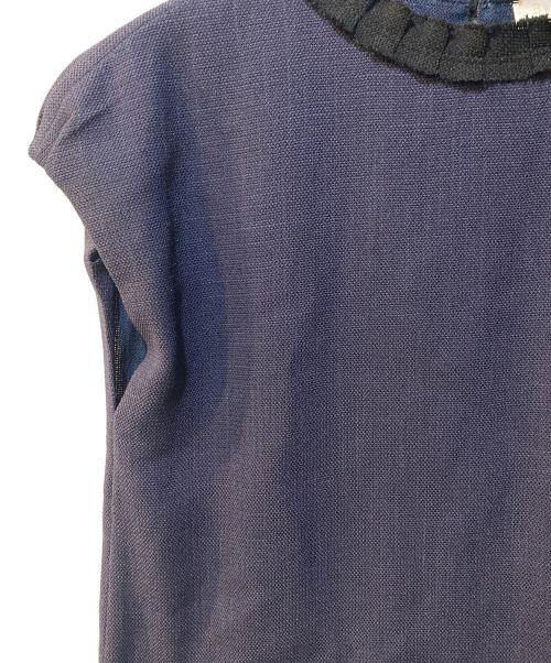 BALLSEY（ボールジィ）BALLSEY (ボールジィ) ポリエステルレーヨンカラミ フレンチスリーブブラウス ネイビー サイズ:36の古着・服飾アイテム