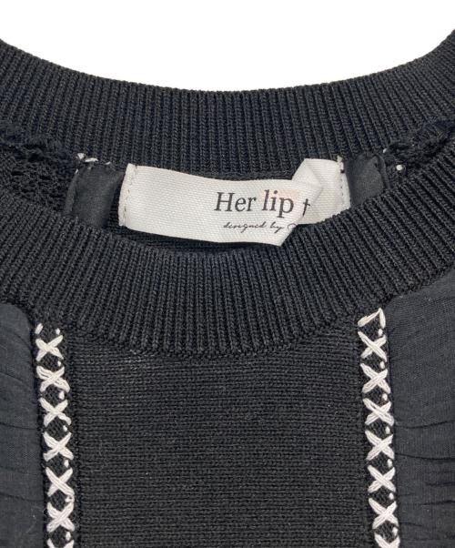 HER LIP TO（ハーリップトゥ）HER LIP TO (ハーリップトゥ) Airy Brush Knit Top ブラック サイズ:Sの古着・服飾アイテム