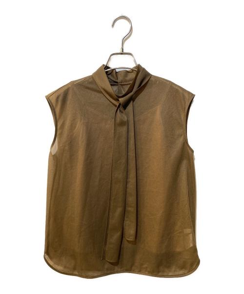 anuans（アニュアンス）anuans (アニュアンス) ボウタイシアーカットトップス ブラウン サイズ:Freeの古着・服飾アイテム