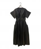 ELENDEEKエレンディーク）の古着「キーネックタックギャザーワンピース」｜ブラック