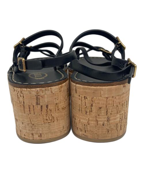 TOD'S（トッズ）TOD'S (トッズ) レザーアンクルストラップサンダル ブラック サイズ:35の古着・服飾アイテム