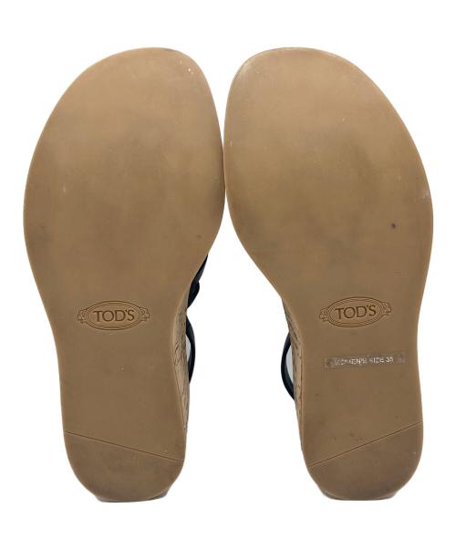 TOD'S（トッズ）TOD'S (トッズ) レザーアンクルストラップサンダル ブラック サイズ:35の古着・服飾アイテム
