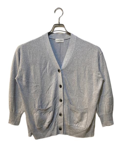 HUMAN WOMAN（ヒューマンウーマン）HUMAN WOMAN (ヒューマンウーマン) ペーパーヤーンミドル丈カーディガン ブルー サイズ:Ｍの古着・服飾アイテム