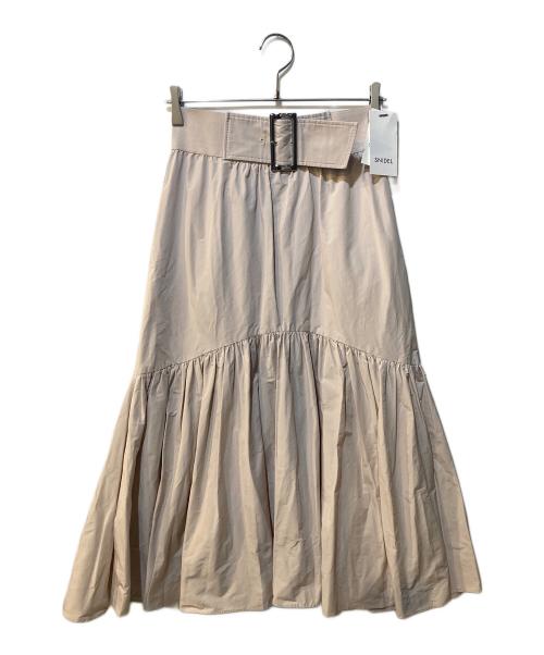 Snidel（スナイデル）Snidel (スナイデル) ベルトオンギャザーフレアスカート ベージュ サイズ:1 未使用品の古着・服飾アイテム