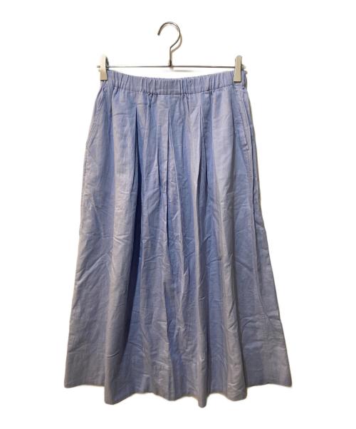 HUMAN WOMAN（ヒューマンウーマン）HUMAN WOMAN (ヒューマンウーマン) コットンヘンプサテンボリュームボックスタックスカート ブルー サイズ:Mの古着・服飾アイテム