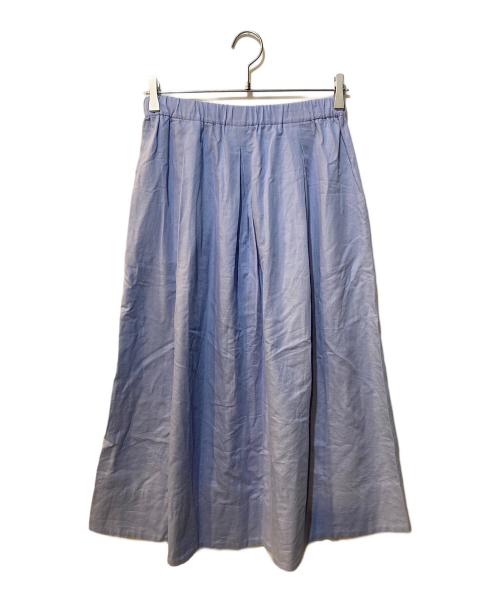 HUMAN WOMAN（ヒューマンウーマン）HUMAN WOMAN (ヒューマンウーマン) コットンヘンプサテンボリュームボックスタックスカート ブルー サイズ:Mの古着・服飾アイテム