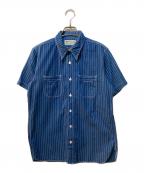 SUGAR CANEシュガーケーン）の古着「FICTION ROMANCE 8.5oz. WABASH STRIPE WORK SHIRT」｜ネイビー