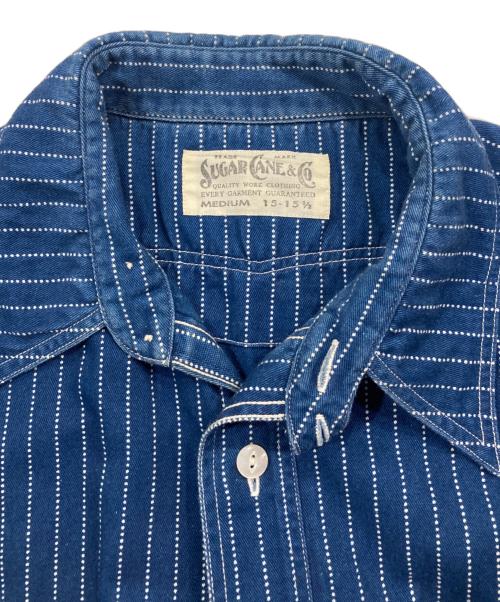 SUGAR CANE（シュガーケーン）SUGAR CANE (シュガーケーン) FICTION ROMANCE 8.5oz. WABASH STRIPE WORK SHIRT ネイビー サイズ:15の古着・服飾アイテム