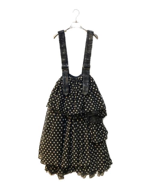 noir kei ninomiya（ノワール ケイ ニノミヤ）noir kei ninomiya (ノワール ケイ ニノミヤ) ドット柄吊りスカート ブラック サイズ:Sの古着・服飾アイテム