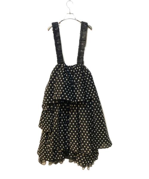 noir kei ninomiya（ノワール ケイ ニノミヤ）noir kei ninomiya (ノワール ケイ ニノミヤ) ドット柄吊りスカート ブラック サイズ:Sの古着・服飾アイテム