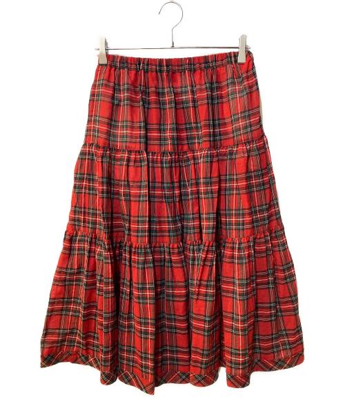 TAO COMME des GARCONS（タオ コムデギャルソン）TAO COMME des GARCONS (タオ コムデギャルソン) ティアードチェックスカート レッド サイズ:Sの古着・服飾アイテム