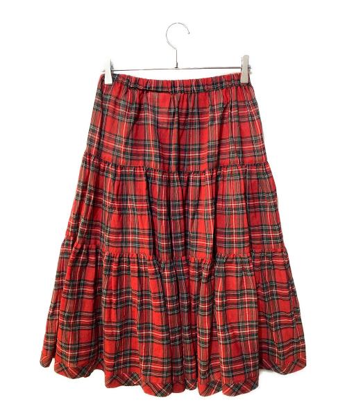TAO COMME des GARCONS（タオ コムデギャルソン）TAO COMME des GARCONS (タオ コムデギャルソン) ティアードチェックスカート レッド サイズ:Sの古着・服飾アイテム