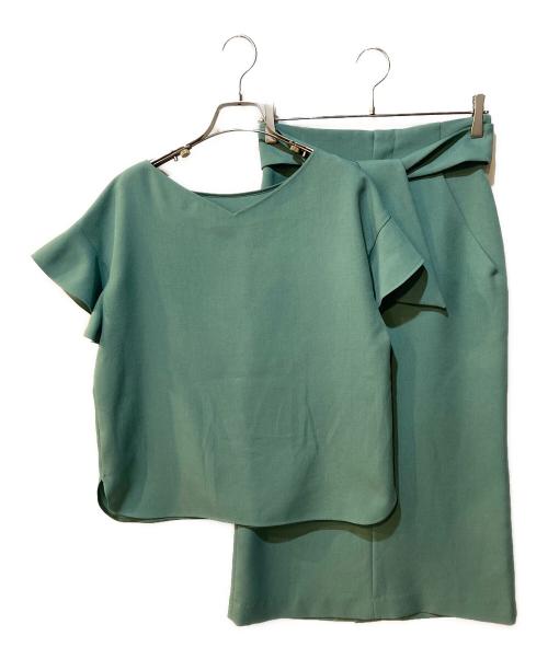 TIARA（ティアラ）TIARA (ティアラ) 麻調2WAYフリルブラウスセットアップ グリーン サイズ:3の古着・服飾アイテム