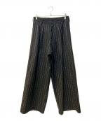 sulvamサルバム）の古着「ワイドストライプ2タックワイドパンツ」｜ブラック