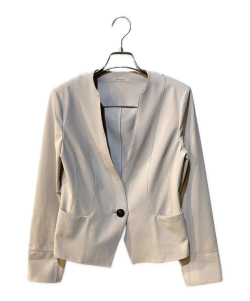 EPOCA（エポカ）EPOCA (エポカ) クリーンストレッチ ノーカラージャケット ベージュ サイズ:40の古着・服飾アイテム