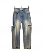 Sea Room lynnシールームリン）の古着「サイドカットデニムパンツ」｜インディゴ