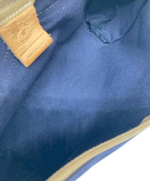 IL BISONTE（イル ビゾンテ）IL BISONTE (イル ビゾンテ) レザーキャンバスショルダーバッグ ネイビー×ベージュの古着・服飾アイテム