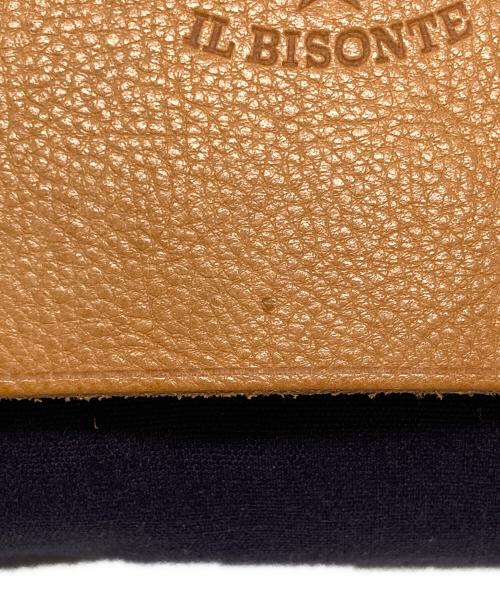 IL BISONTE（イル ビゾンテ）IL BISONTE (イル ビゾンテ) レザーキャンバスショルダーバッグ ネイビー×ベージュの古着・服飾アイテム