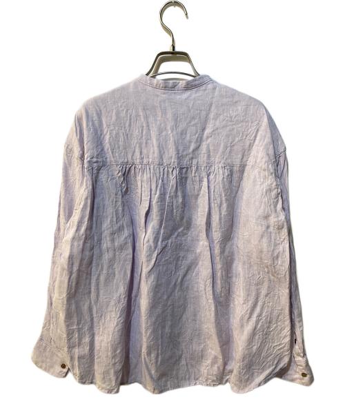 HUMAN WOMAN（ヒューマンウーマン）HUMAN WOMAN (ヒューマンウーマン) ハードマンリネンバンドカラーシャツブラウス パープル サイズ:Mの古着・服飾アイテム