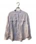HUMAN WOMAN（ヒューマンウーマン）の古着「ハードマンリネンバンドカラーシャツブラウス」｜パープル