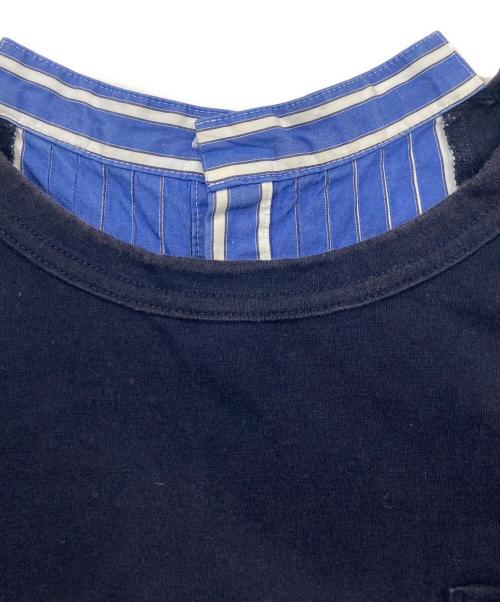 sacai（サカイ）sacai (サカイ) ストライプ切替Tシャツ ネイビー サイズ:3の古着・服飾アイテム