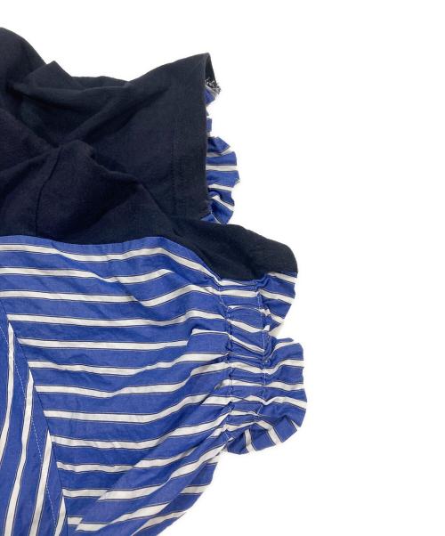 sacai（サカイ）sacai (サカイ) ストライプ切替Tシャツ ネイビー サイズ:3の古着・服飾アイテム