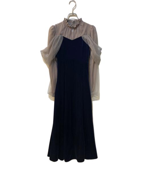 DazzliN（ダズリン）DazzliN (ダズリン) シアーベールセミフレアワンピース ネイビー サイズ:Sの古着・服飾アイテム