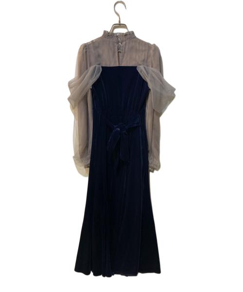 DazzliN（ダズリン）DazzliN (ダズリン) シアーベールセミフレアワンピース ネイビー サイズ:Sの古着・服飾アイテム