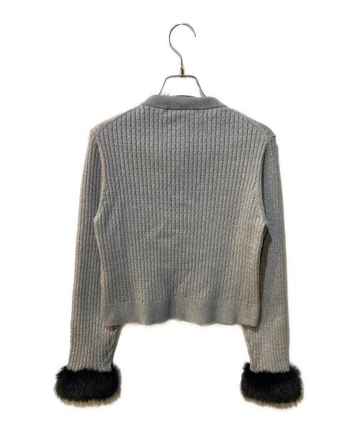 furfur（ファーファー）furfur (ファーファー) リボン付き袖口ファーカーディガン グレー サイズ:Freeの古着・服飾アイテム