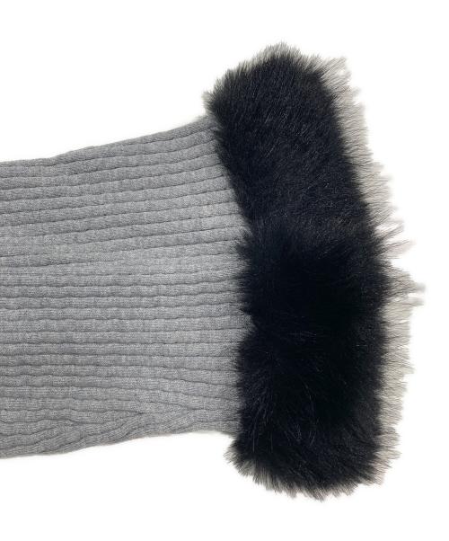 furfur（ファーファー）furfur (ファーファー) リボン付き袖口ファーカーディガン グレー サイズ:Freeの古着・服飾アイテム