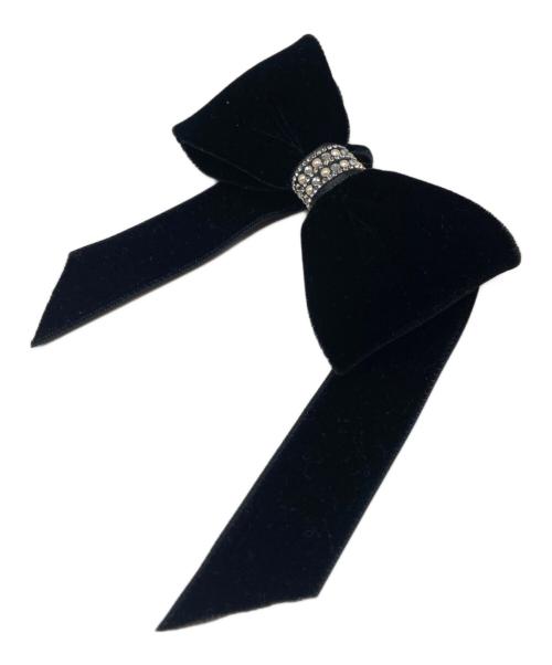 acca（アッカ）acca (アッカ) ベルベットシルクリボンバレッタ ブラックの古着・服飾アイテム