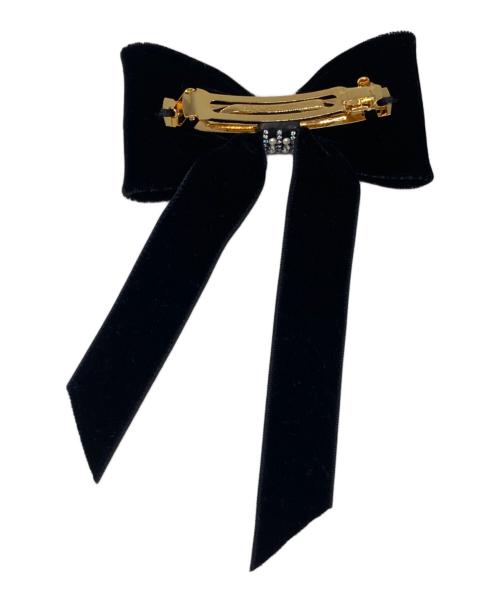 acca（アッカ）acca (アッカ) ベルベットシルクリボンバレッタ ブラックの古着・服飾アイテム