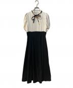 And Coutureアンドクチュール）の古着「配色切替ピンタックドレス」｜ホワイト×ブラック
