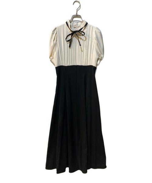 And Couture（アンドクチュール）And Couture (アンドクチュール) 配色切替ピンタックドレス ホワイト×ブラック サイズ:Freeの古着・服飾アイテム