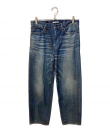 uniform experiment（ユニフォームエクスペリメント）の古着「DAMAGED HEM TUCK WIDE STRAIGHT JEANS」｜インディゴ