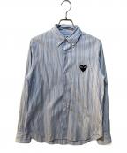 PLAY COMME des GARCONSプレイコムデギャルソン）の古着「ハートロゴストライプシャツ」｜スカイブルー