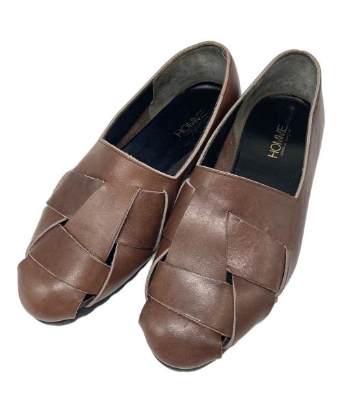 COMME des GARCONS HOMME（コムデギャルソン オム）COMME des GARCONS HOMME (コムデギャルソン オム) レザー編み込みサンダル ブラウン サイズ:25cmの古着・服飾アイテム