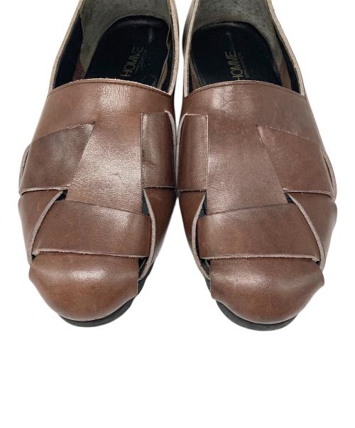 COMME des GARCONS HOMME（コムデギャルソン オム）COMME des GARCONS HOMME (コムデギャルソン オム) レザー編み込みサンダル ブラウン サイズ:25cmの古着・服飾アイテム