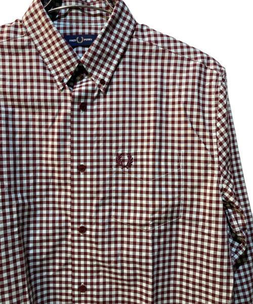FRED PERRY（フレッドペリー）FRED PERRY (フレッドペリー) GINGHAM LONG SLEEVE SHIRT レッド サイズ:Mの古着・服飾アイテム