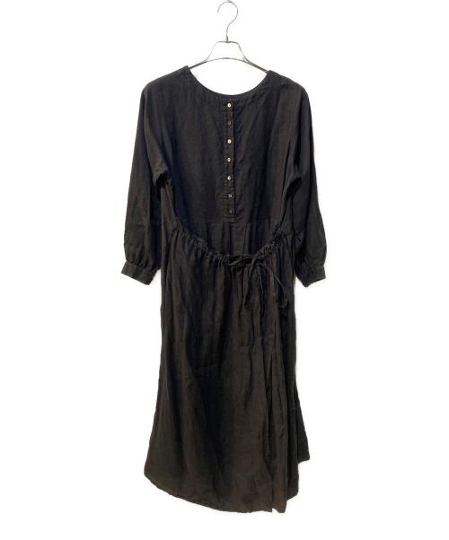nest Robe（ネストローブ）nest Robe (ネストローブ) リネン重ねギャザーワンピース ブラック サイズ:Freeの古着・服飾アイテム