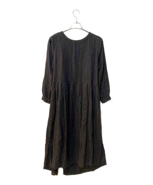 nest Robe（ネストローブ）nest Robe (ネストローブ) リネン重ねギャザーワンピース ブラック サイズ:Freeの古着・服飾アイテム