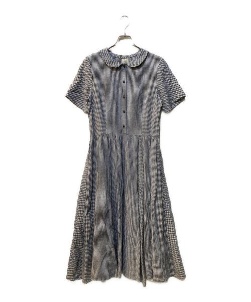 soni de flow（ソニーデフロー）soni de flow (ソニーデフロー) チェックリネンワンピース ホワイト×ネイビー サイズ:Ｍの古着・服飾アイテム