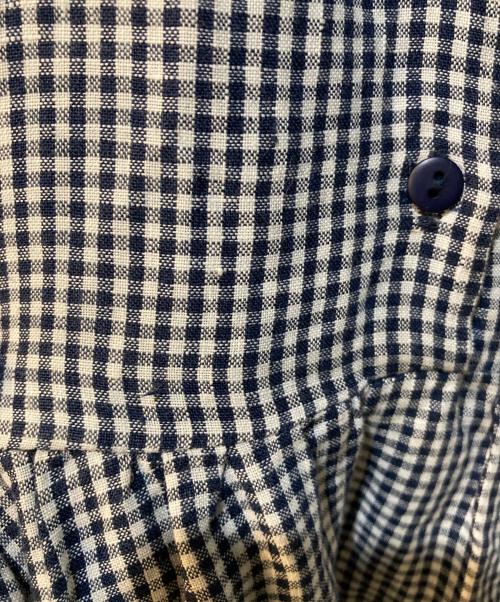 soni de flow（ソニーデフロー）soni de flow (ソニーデフロー) チェックリネンワンピース ホワイト×ネイビー サイズ:Ｍの古着・服飾アイテム