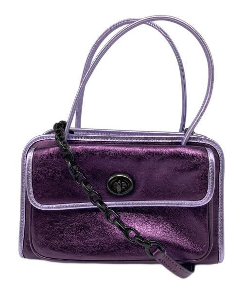 COACH（コーチ）COACH (コーチ) サファリ トート ターンロック ミニバッグ パープルの古着・服飾アイテム