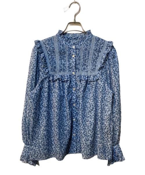 SLOBE IENA（スローブ イエナ）SLOBE IENA (スローブ イエナ) レースピンタックフリルブラウス ブルー サイズ:Freeの古着・服飾アイテム