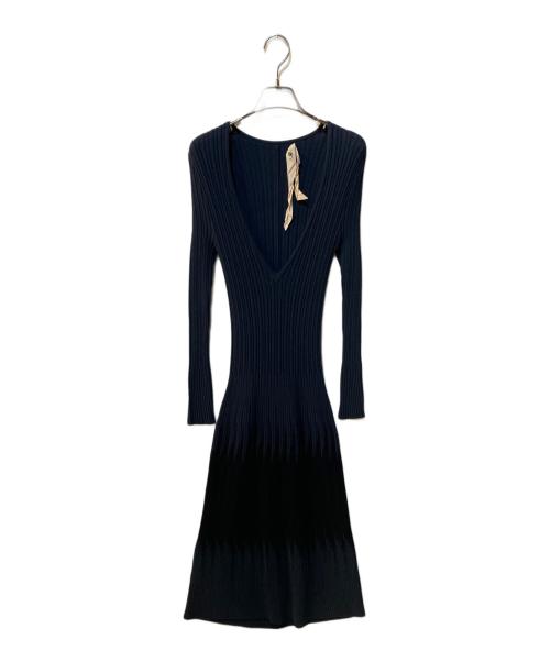 N°21（ヌメロヴェントゥーノ）N°21 (ヌメロヴェントゥーロ) リブニットワンピース ネイビー サイズ:40の古着・服飾アイテム