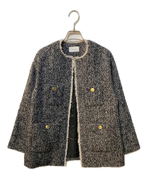 green label relaxing（グリーンレーベルリラクシング）green label relaxing (グリーンレーベルリラクシング) ノーカラーツイードジャケット グレー サイズ:36の古着・服飾アイテム