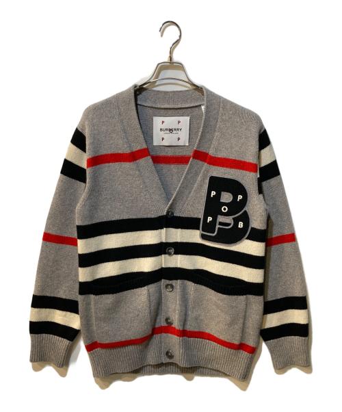 BURBERRY（バーバリー）BURBERRY (バーバリー) POP TRADING COMPANY (ポップトレーディングカンパニー) Oakford Stripe Cardigan グレー サイズ:xsの古着・服飾アイテム