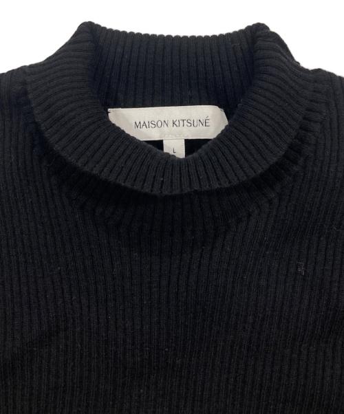 maison kitsune（メゾンキツネ）maison kitsune (メゾンキツネ) Bold Fox Head タートルネック ブラック サイズ:Lの古着・服飾アイテム