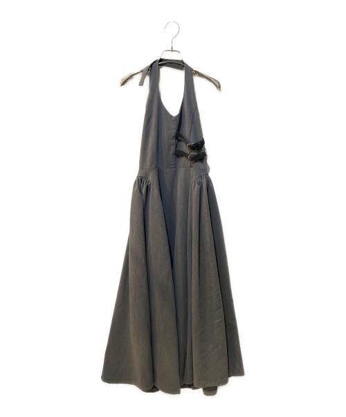 darich（ダーリッチ）darich (ダーリッチ) ホルターボリュームフレアロングワンピース グレー サイズ:Freeの古着・服飾アイテム